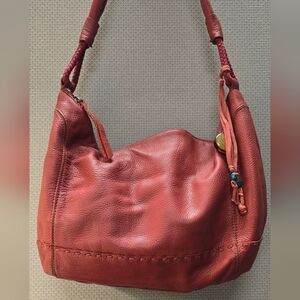 THE SAK Red Leather Hobo  Shoulder Bag Boho Vintage